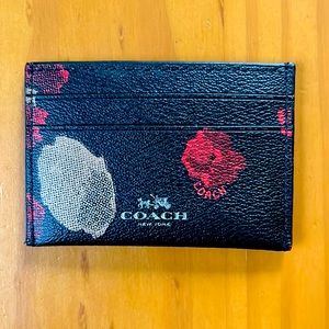 Coach Card Case Black with Floral Print
